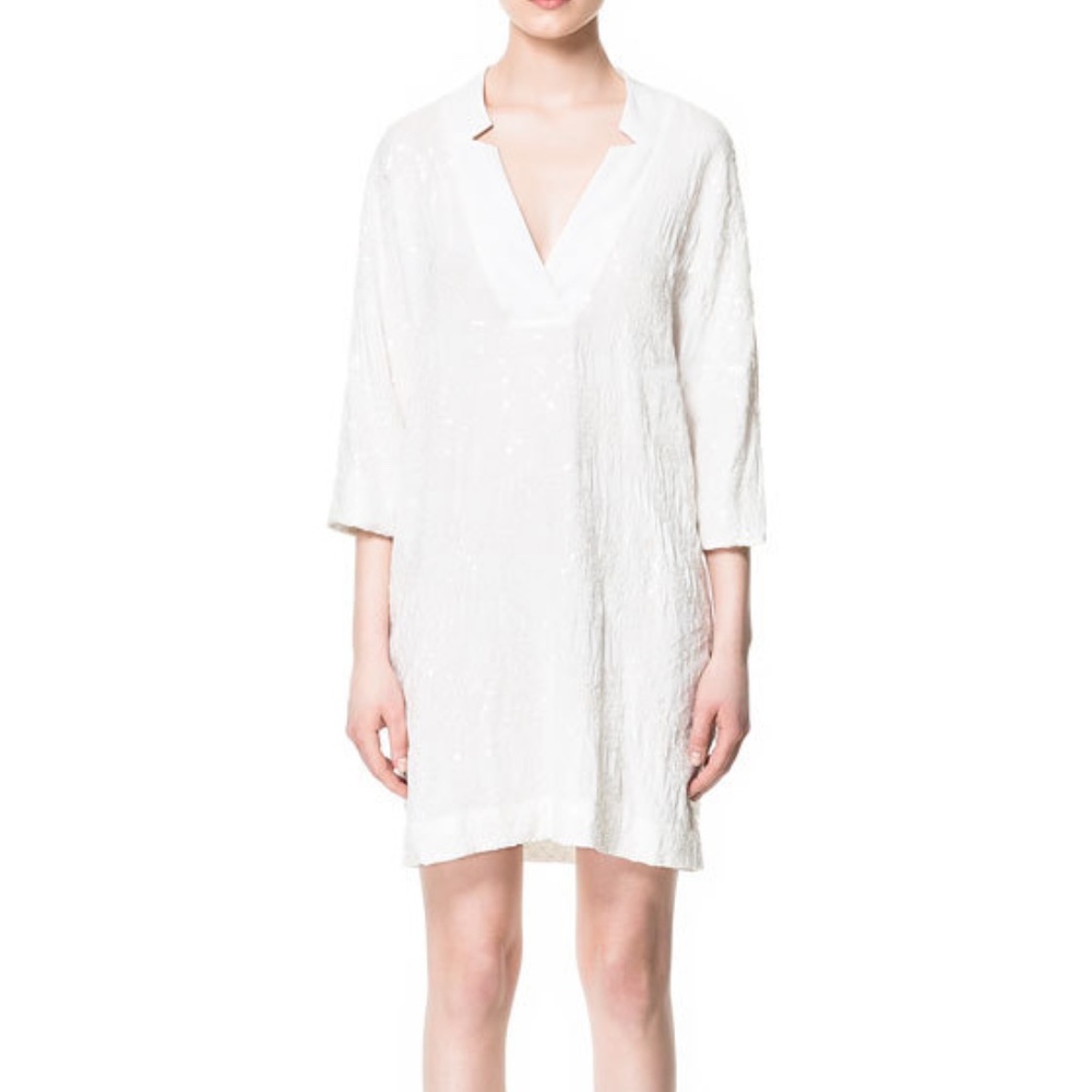 Zara white sequined tunic dress